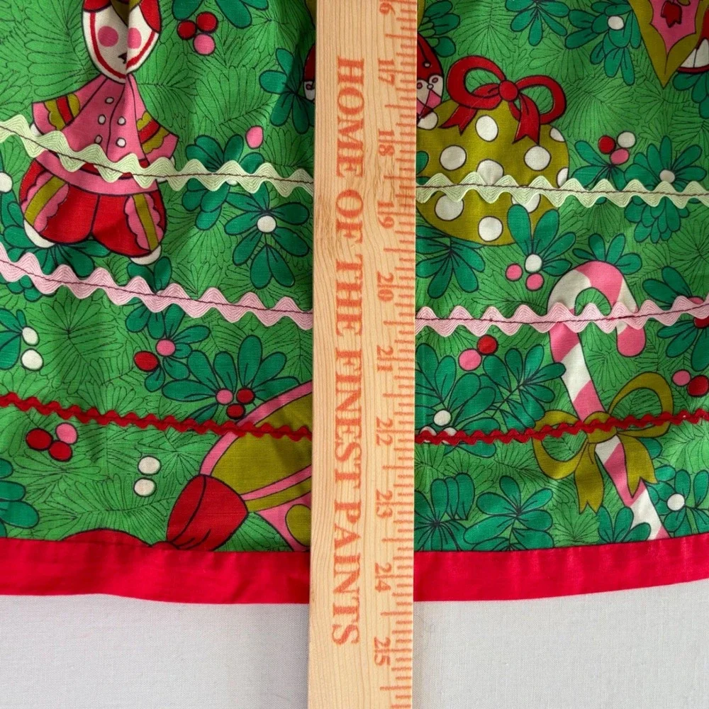 Vtg Kitchy Christmas Skirt Retro Toy Border Print Festive 1950s  Midi 24in Waist
